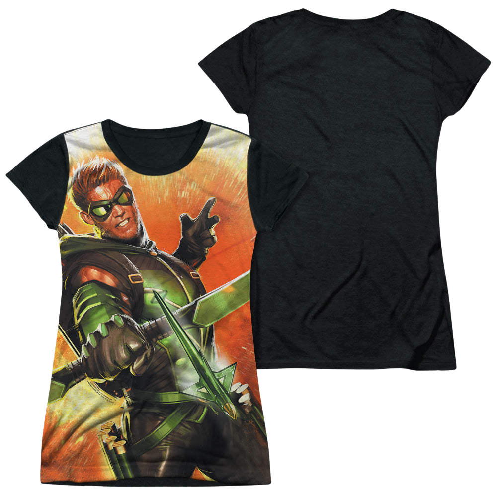 Green Arrow Worth A Shot - Juniors Black Back T-Shirt Juniors Black Back T-Shirt Green Arrow   