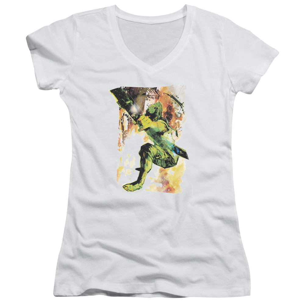 Green Arrow Painted Archer - Juniors V-Neck T-Shirt Juniors V-Neck T-Shirt Green Arrow   