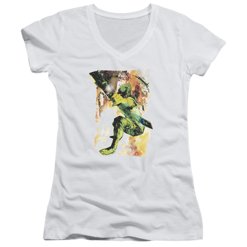 Green Arrow Painted Archer - Juniors V-Neck T-Shirt Juniors V-Neck T-Shirt Green Arrow   