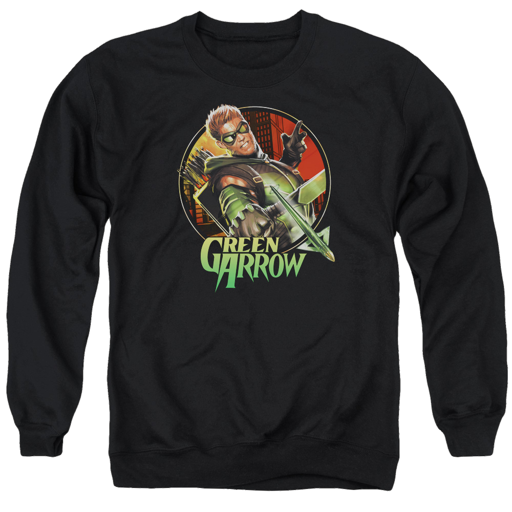 Green Arrow Sunset Archer - Men's Crewneck Sweatshirt Men's Crewneck Sweatshirt Green Arrow   