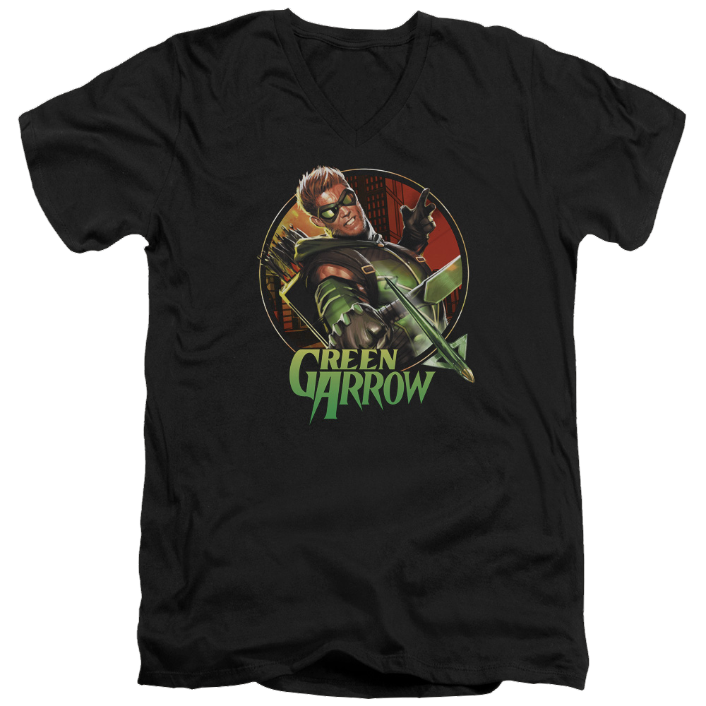 Green Arrow Sunset Archer - Men's V-Neck T-Shirt Men's V-Neck T-Shirt Green Arrow   