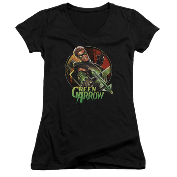 Green Arrow Sunset Archer - Juniors V-Neck T-Shirt Juniors V-Neck T-Shirt Green Arrow   