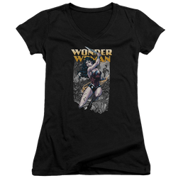 Justice League Wonder Slice Juniors V-Neck T-Shirt Juniors V-Neck T-Shirt Wonder Woman   