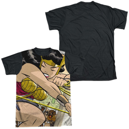 Justice League Minotaur Battle Men's Black Back T-Shirt Men's Black Back T-Shirt Wonder Woman   