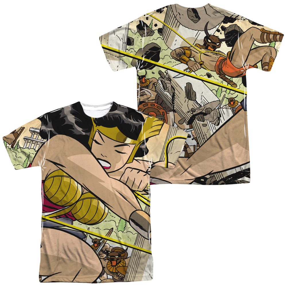 Justice League Minotaur Battle Men's All Over Print T-Shirt Men's All-Over Print T-Shirt Wonder Woman   