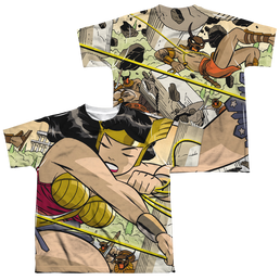 Wonder Woman Minotaur Battle (Front/Back Print) - Youth All-Over Print T-Shirt Youth All-Over Print T-Shirt (Ages 8-12) Wonder Woman   