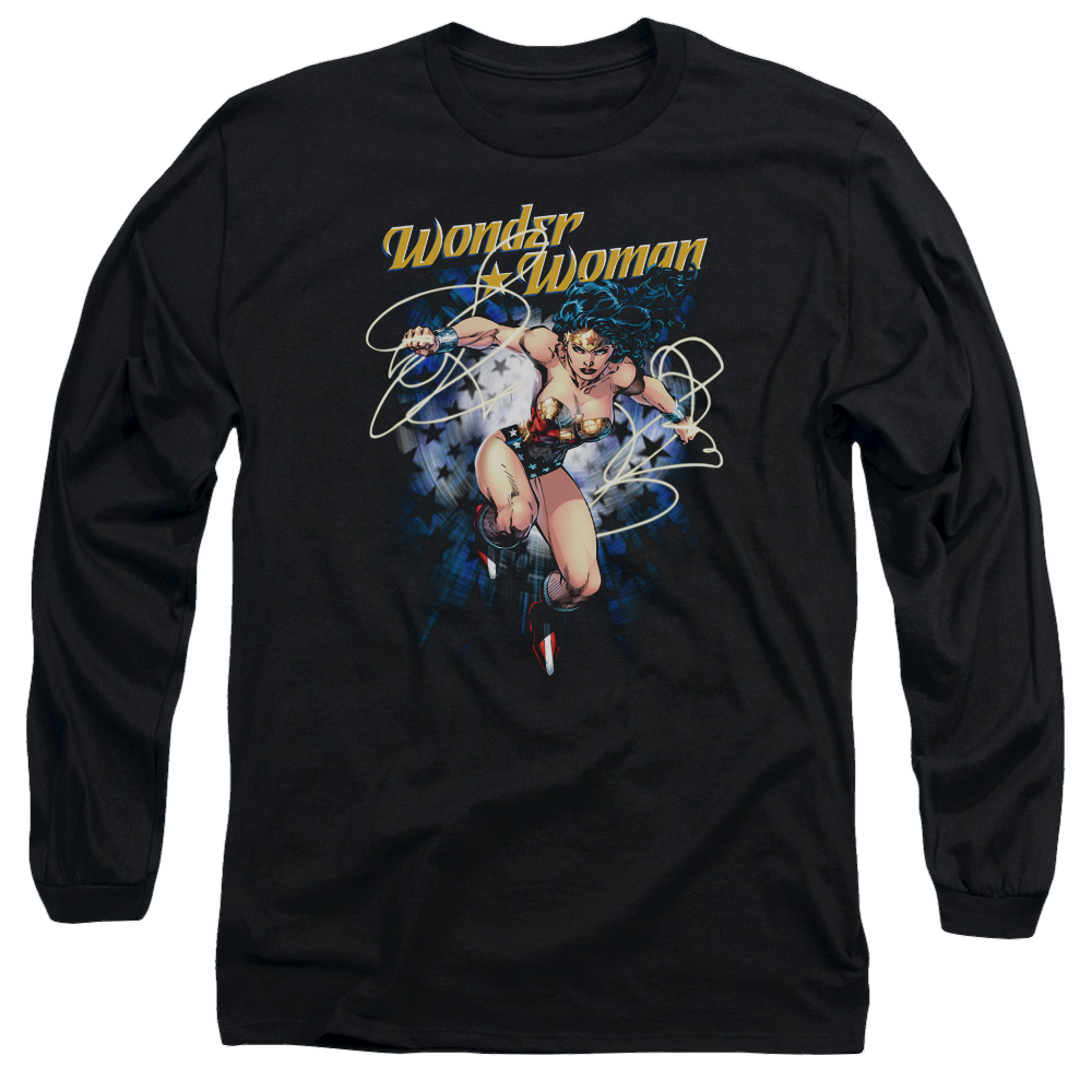 Justice League Starburst Men's Long Sleeve T-Shirt Men's Long Sleeve T-Shirt Wonder Woman   