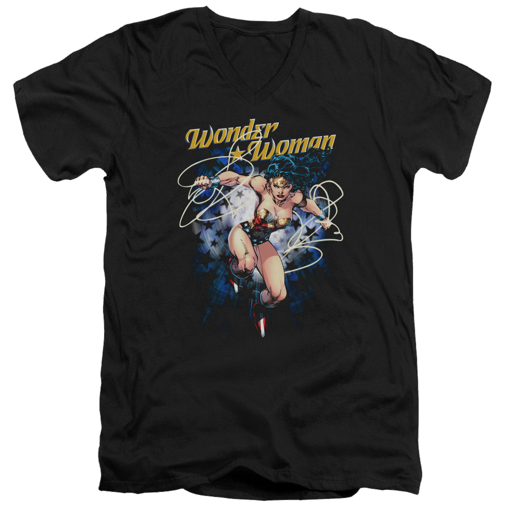 Justice League Starburst Men's V-Neck T-Shirt Men's V-Neck T-Shirt Wonder Woman   