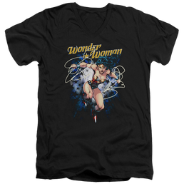 Justice League Starburst Men's V-Neck T-Shirt Men's V-Neck T-Shirt Wonder Woman   