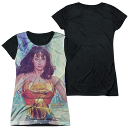 Justice League Stormy Heroine - Juniors Black Back T-Shirt Juniors Black Back T-Shirt Justice League   