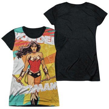 Justice League Hands Full Juniors Black Back T-Shirt Juniors Black Back T-Shirt Wonder Woman   