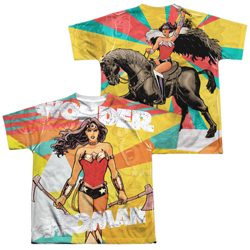 Wonder Woman Hands Full (Front/Back Print) - Youth All-Over Print T-Shirt Youth All-Over Print T-Shirt (Ages 8-12) Wonder Woman   