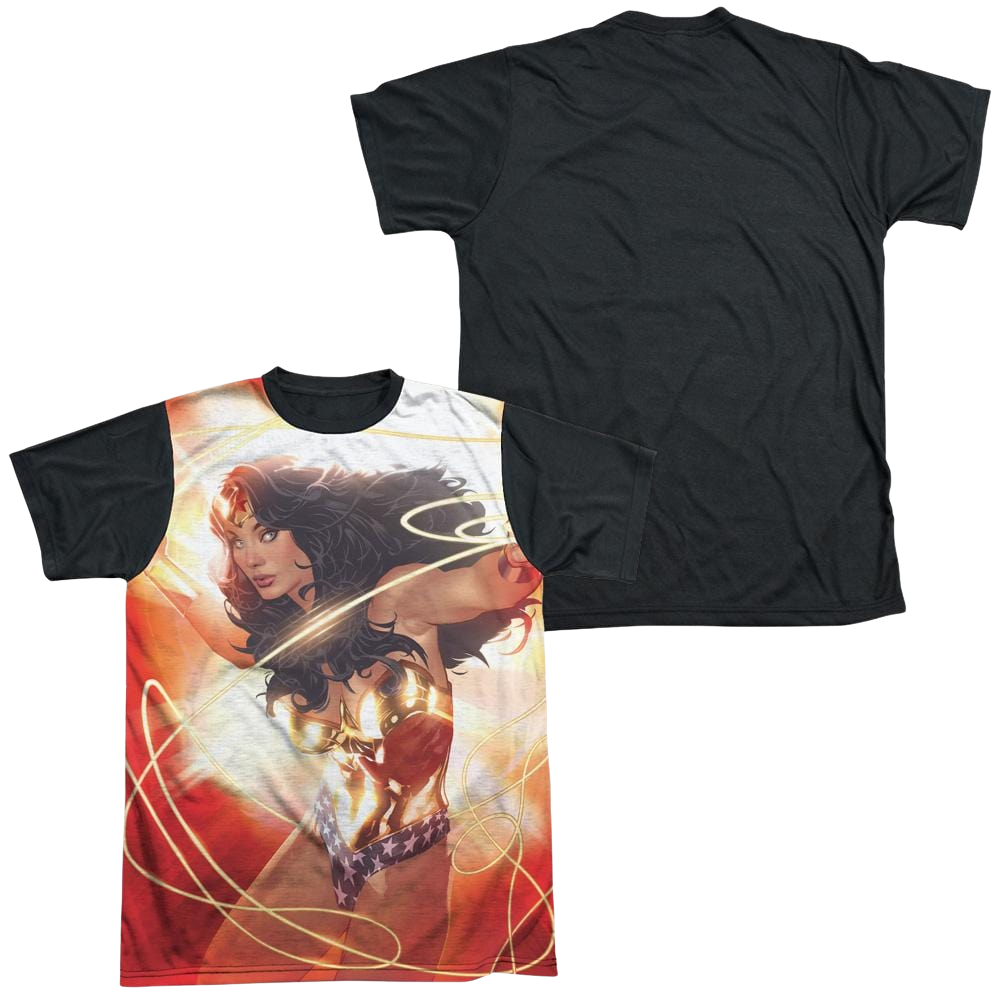 Justice League Wonder Glow Men's Black Back T-Shirt Men's Black Back T-Shirt Wonder Woman   
