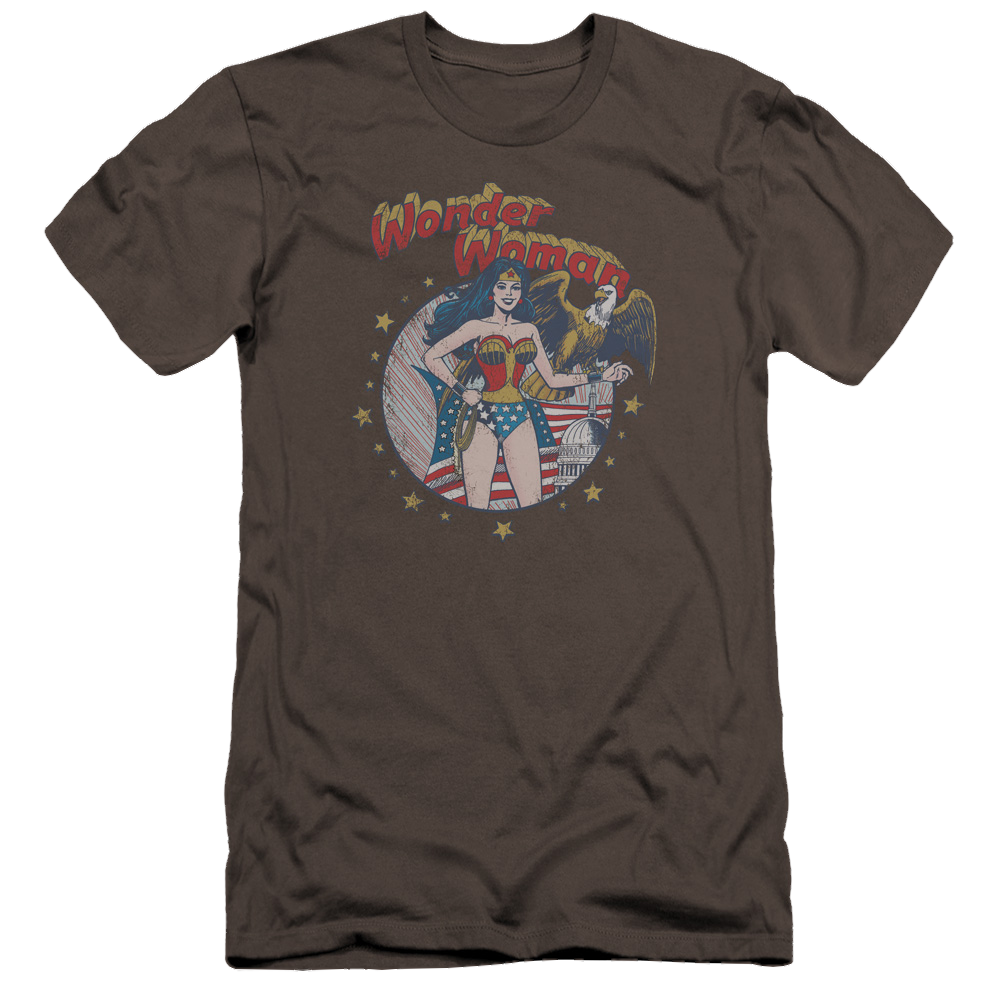 Justice League At Your Service Men's Premium Slim Fit T-Shirt Men's Premium Slim Fit T-Shirt Wonder Woman   
