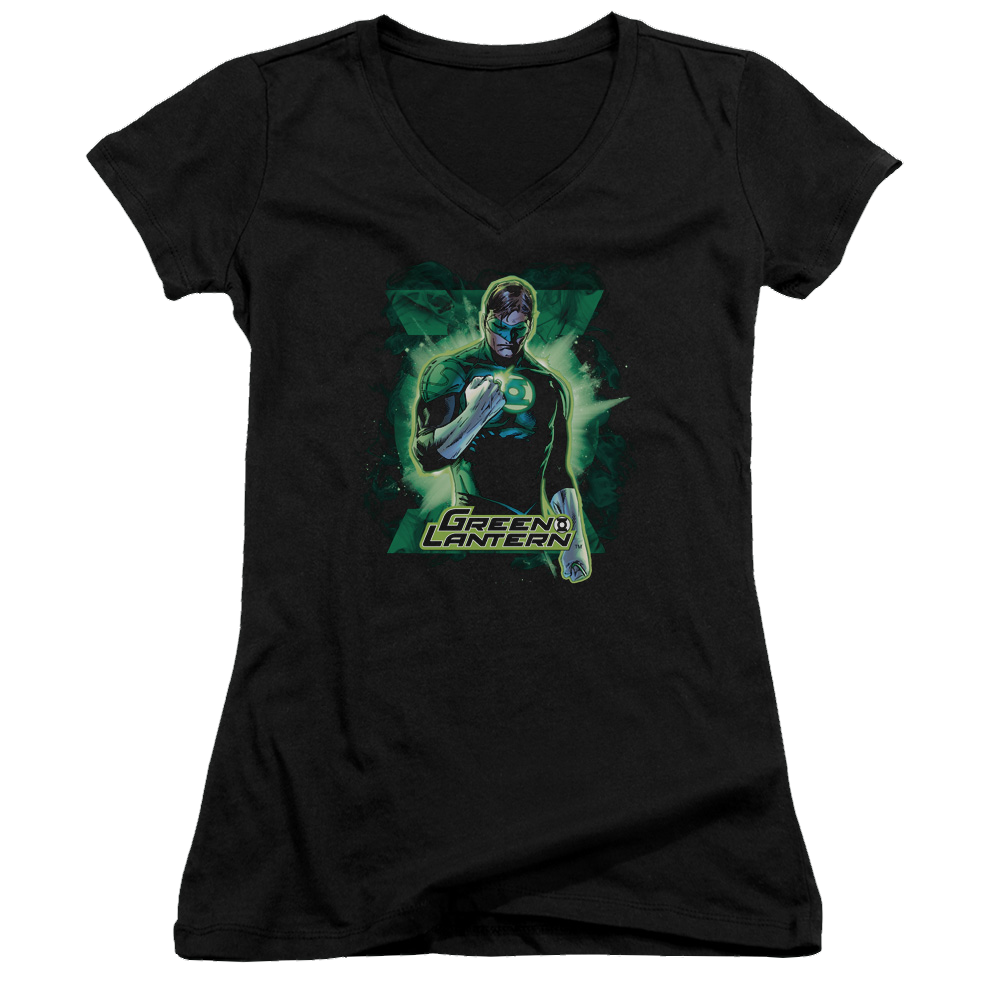 Green Lantern Gl Brooding - Juniors V-Neck T-Shirt Juniors V-Neck T-Shirt Green Lantern   