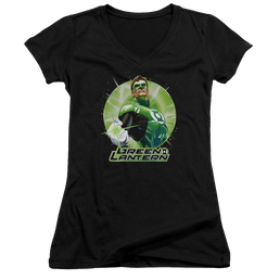 Green Lantern Green Static - Juniors V-Neck T-Shirt Juniors V-Neck T-Shirt Green Lantern   