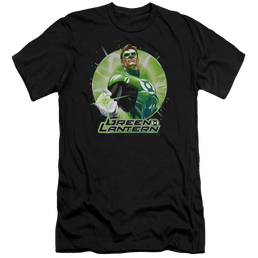 Jla Green Static Premium Adult Slim Fit T-Shirt Men's Premium Slim Fit T-Shirt Green Lantern   