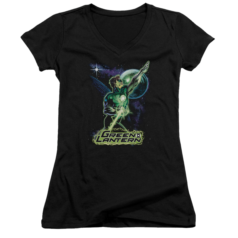 Green Lantern Hal Galaxy - Juniors V-Neck T-Shirt Juniors V-Neck T-Shirt Green Lantern   