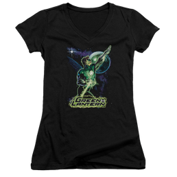 Green Lantern Hal Galaxy - Juniors V-Neck T-Shirt Juniors V-Neck T-Shirt Green Lantern   