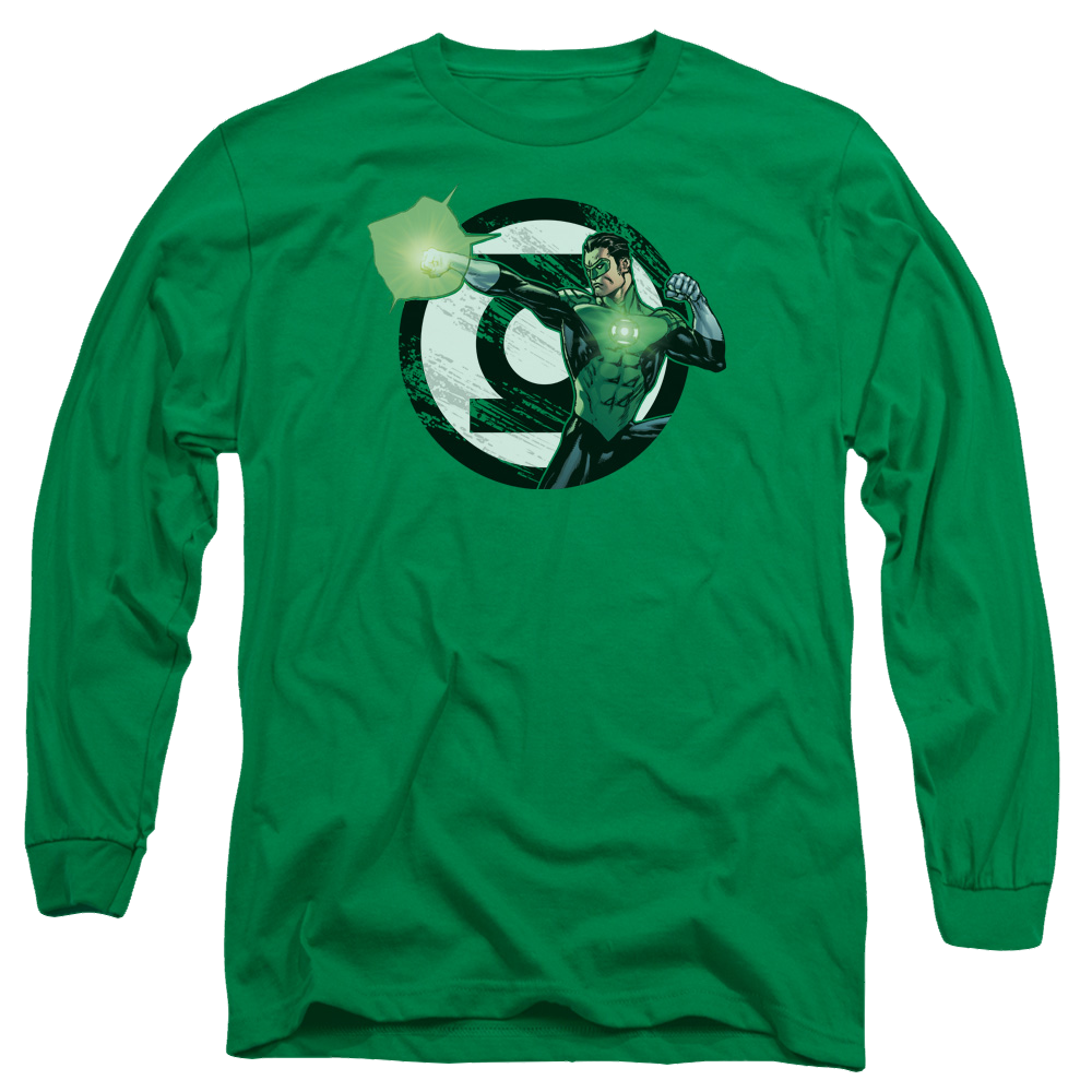 Justice League Blasting Logo Men's Long Sleeve T-Shirt Men's Long Sleeve T-Shirt Green Lantern   