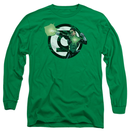 Justice League Blasting Logo Men's Long Sleeve T-Shirt Men's Long Sleeve T-Shirt Green Lantern   