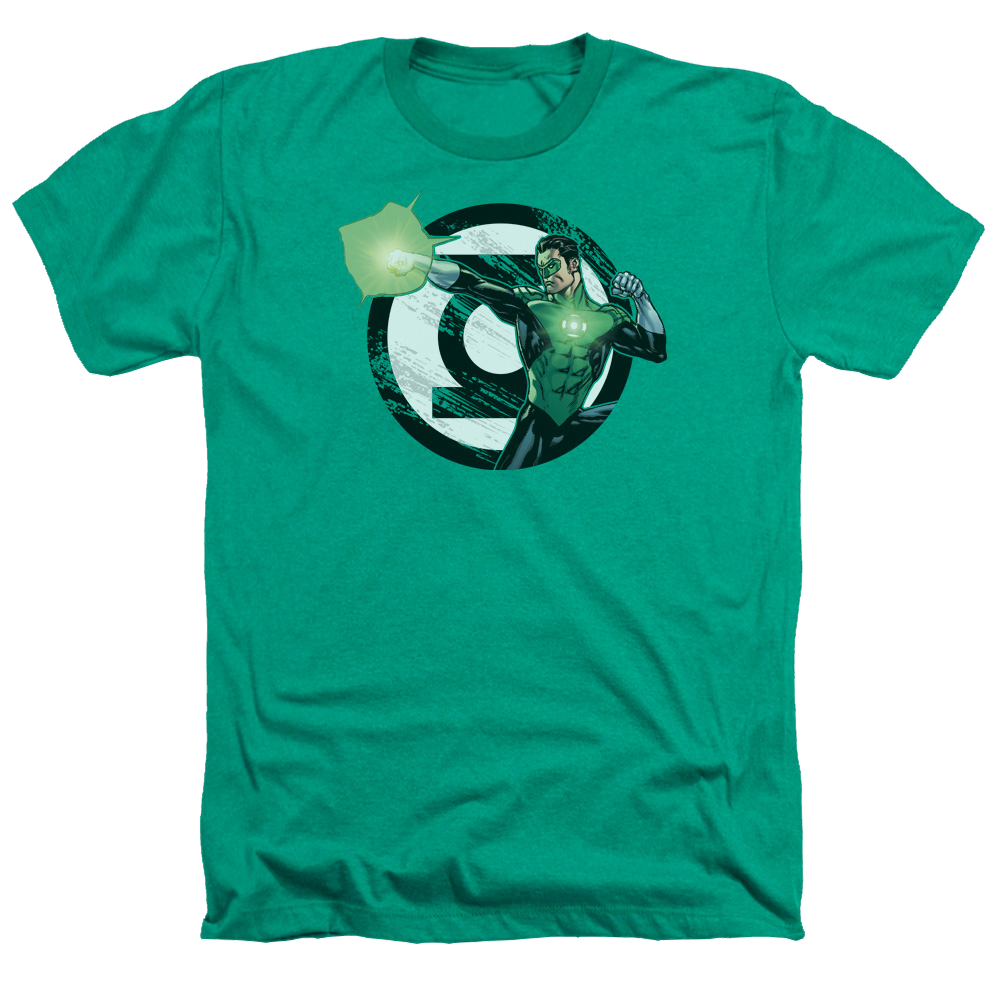 Justice League Blasting Logo Men's Heather T-Shirt Men's Heather T-Shirt Green Lantern   