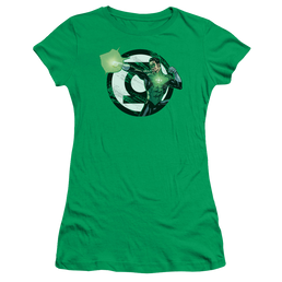 Justice League Blasting Logo Juniors T-Shirt Juniors T-Shirt Green Lantern   