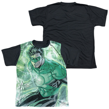 Green Lantern Green Lightning youth black back t-shirt for ages 8 to 12