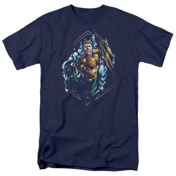 Navy men's regular fit t-shirt with Aquaman Thrashing graphic