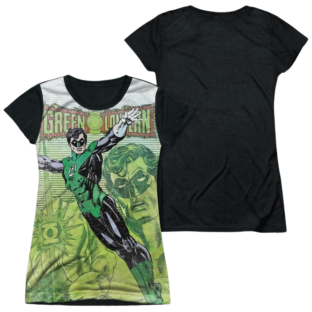 Green Lantern Vintage Leap - Juniors Black Back T-Shirt Juniors Black Back T-Shirt Green Lantern   