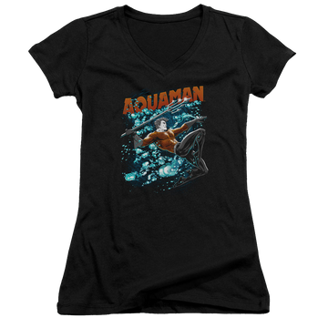 Aquaman Aqua Bubbles - Juniors V-Neck T-Shirt Juniors V-Neck T-Shirt Aquaman   