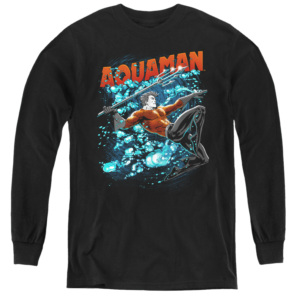 Aquaman Aqua Bubbles - Youth Long Sleeve T-Shirt Youth Long Sleeve T-Shirt Aquaman   