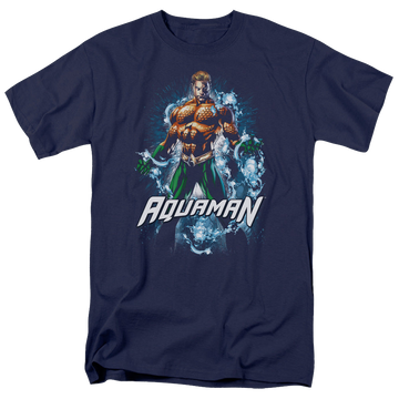 Navy men's regular fit t-shirt with Aquaman Water Powers graphic