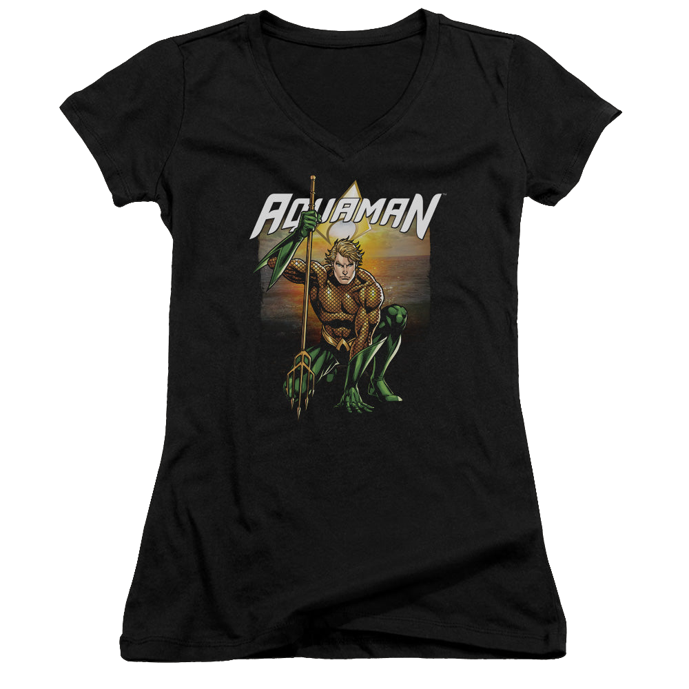 Aquaman Beach Sunset - Juniors V-Neck T-Shirt Juniors V-Neck T-Shirt Aquaman   