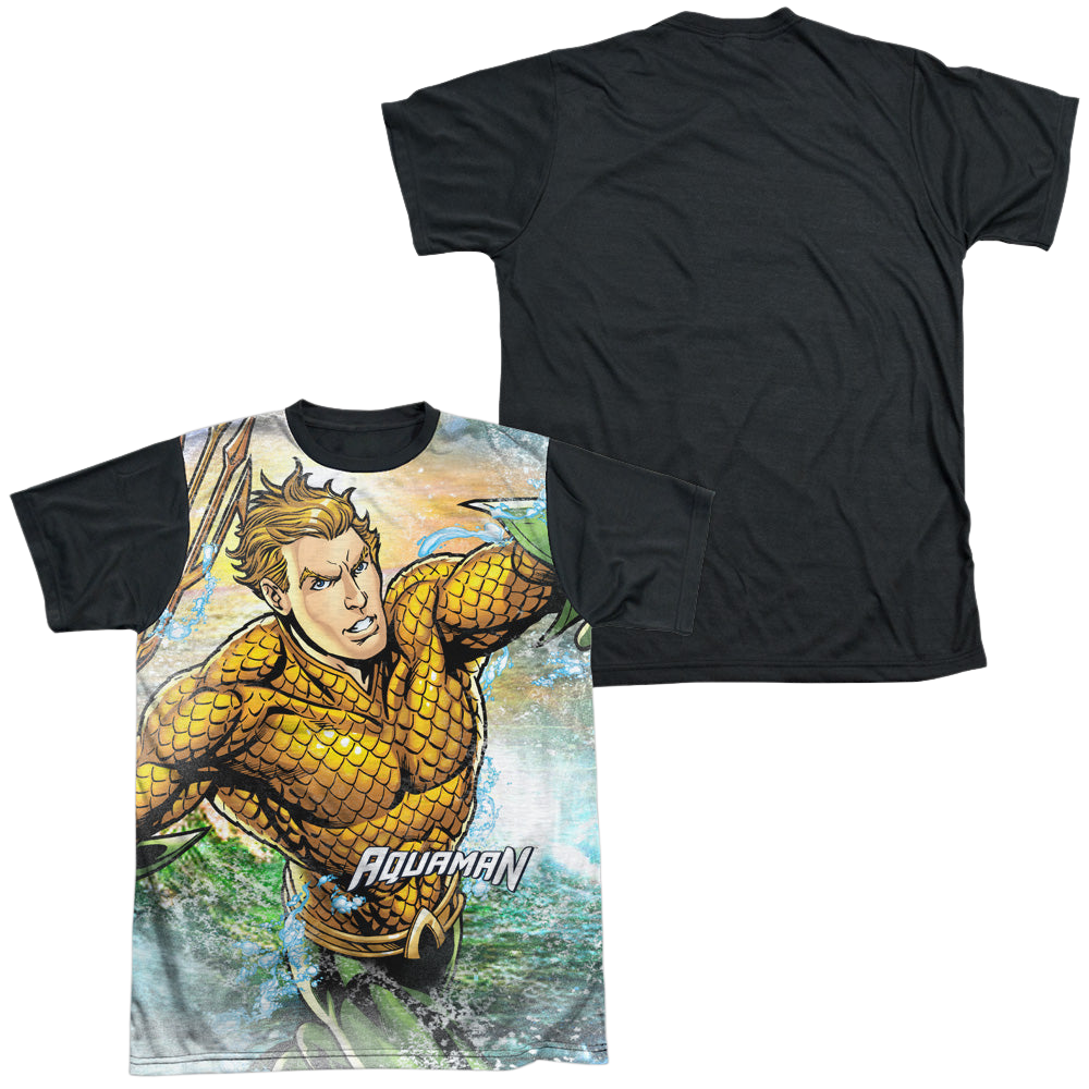 Aquaman Rough Seas - Men's Black Back T-Shirt Men's Black Back T-Shirt Aquaman   