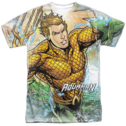 Aquaman - Rough Seas Adult All Over Print 100% Poly T-Shirt Men's All-Over Print T-Shirt Aquaman Adult All Over Print 100% Poly T-Shirt S Multi