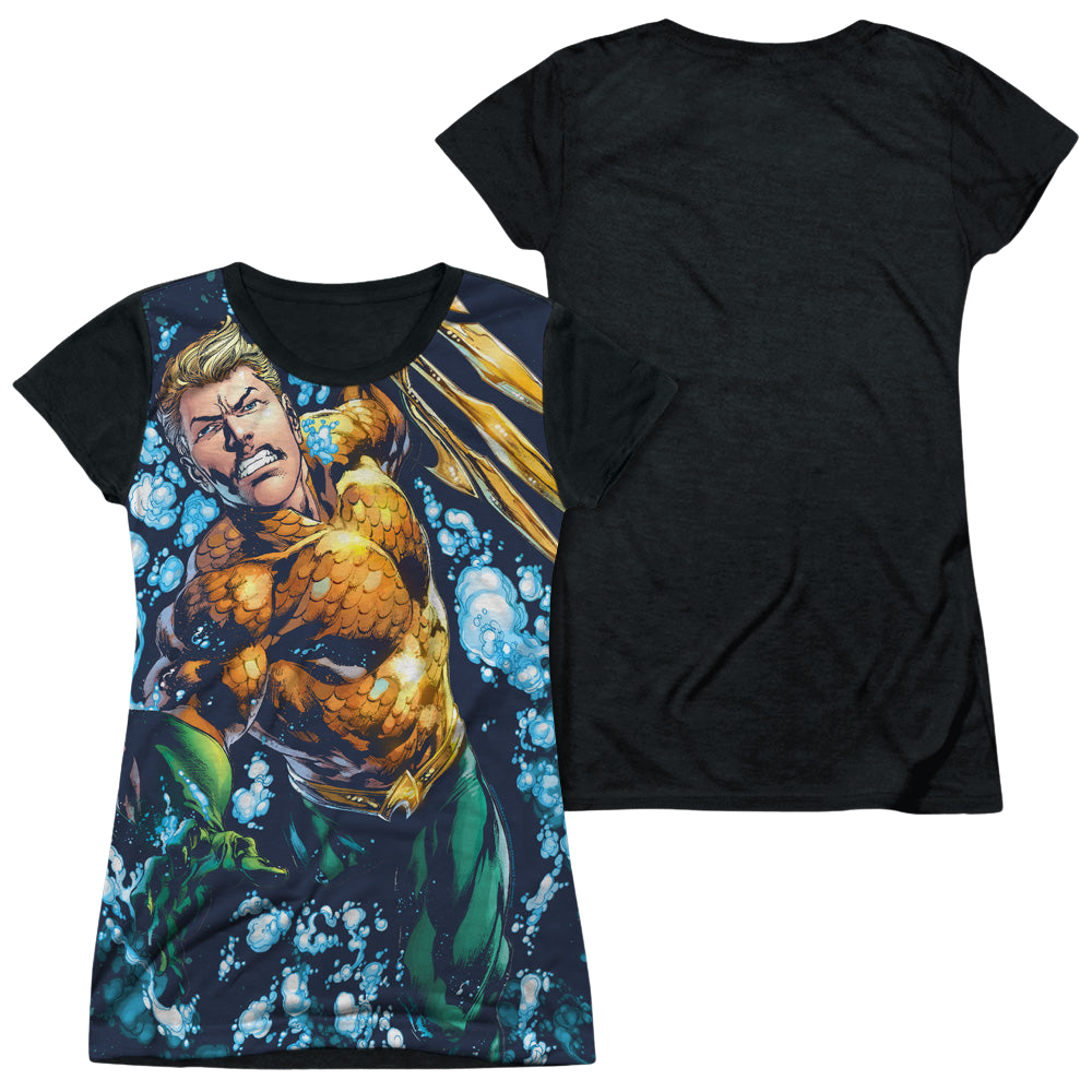 Aquaman Trident - Juniors Black Back T-Shirt Juniors Black Back T-Shirt Aquaman   