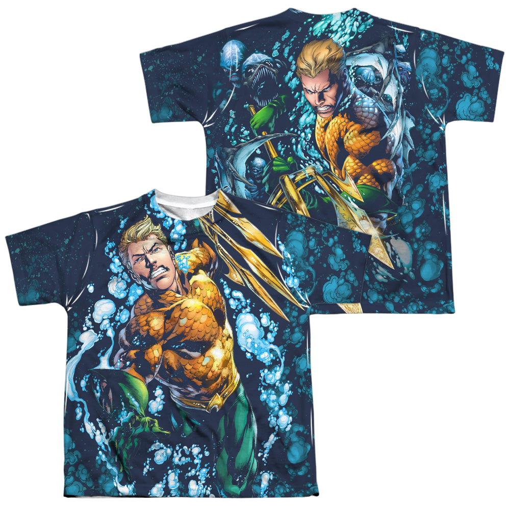 Aquaman Trident (Front/Back Print) - Youth All-Over Print T-Shirt Youth All-Over Print T-Shirt (Ages 8-12) Aquaman   