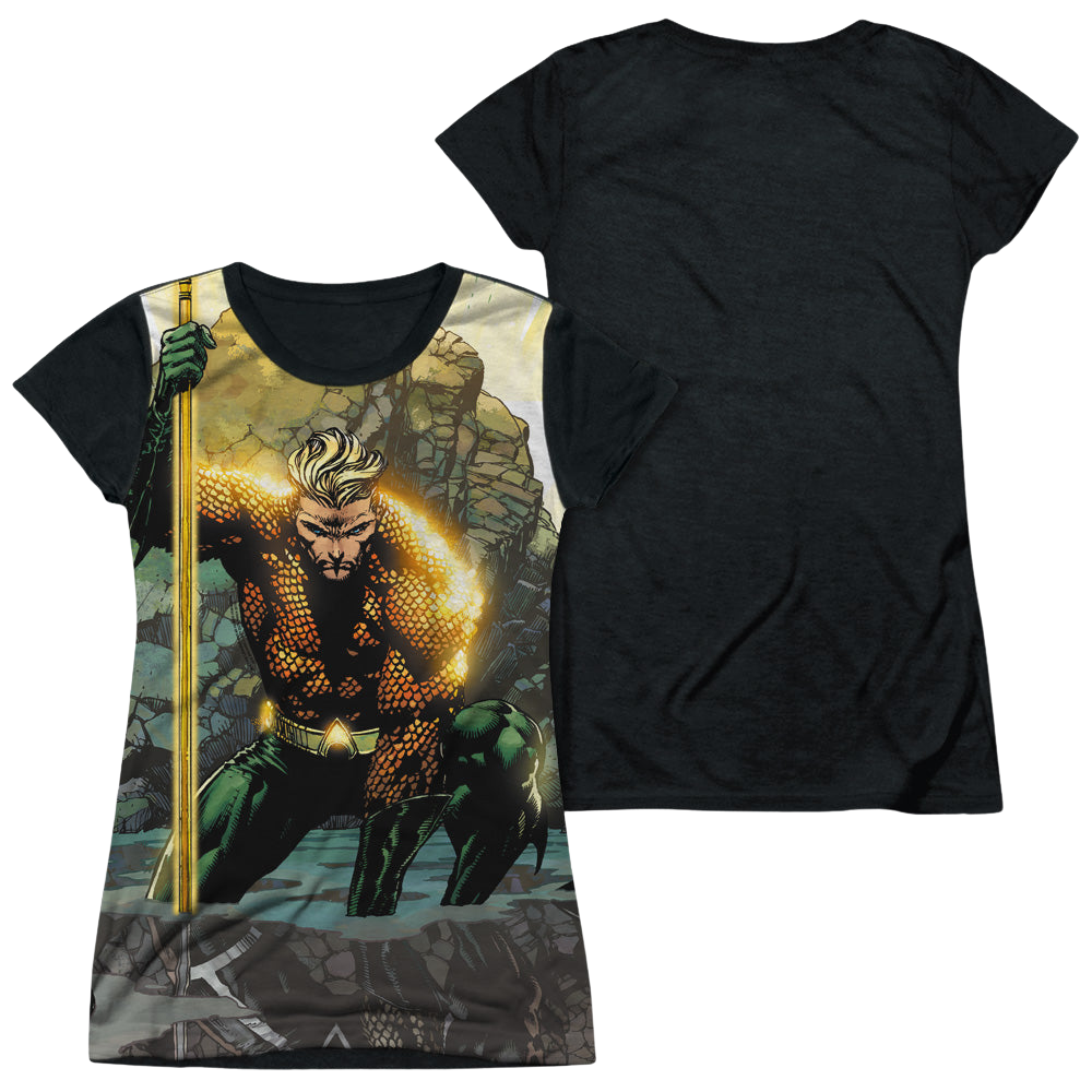 Aquaman Good Vs Evil - Juniors Black Back T-Shirt Juniors Black Back T-Shirt Aquaman   