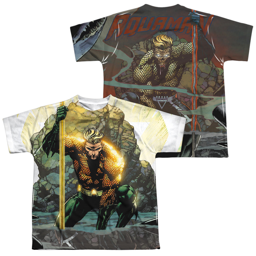 Aquaman Good Vs Evil (Front/Back Print) - Youth All-Over Print T-Shirt Youth All-Over Print T-Shirt (Ages 8-12) Aquaman   