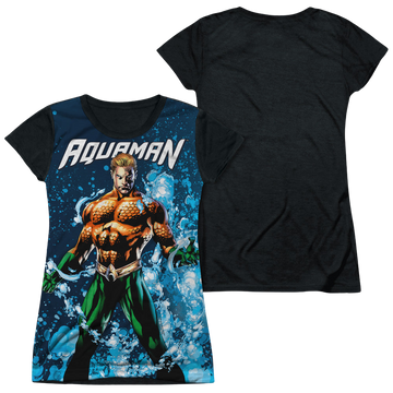 Aquaman Bubbles Everywhere juniors black back t-shirt