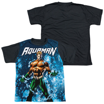 Aquaman Bubbles Everywhere youth black back t-shirt for ages 8 to 12
