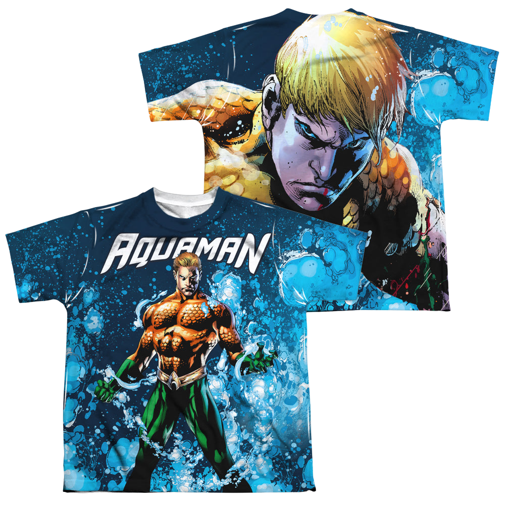Aquaman Bubbles Everywhere (Front/Back Print) - Youth All-Over Print T-Shirt Youth All-Over Print T-Shirt (Ages 8-12) Aquaman   