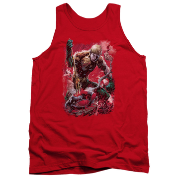 Red men's tank with Aquaman Finished graphic