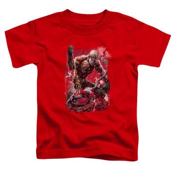 Red toddler t-shirt with Aquaman Finished graphic