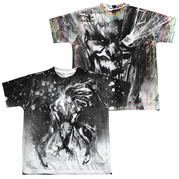 Sketchy Joker youth all-over print t-shirt for ages 8 to 12
