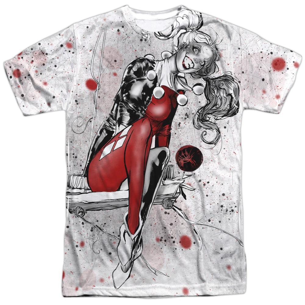 DC Comics - Harley Sketch Sub Adult All Over Print 100% Poly T-Shirt Men's All-Over Print T-Shirt Harley Quinn Adult All Over Print 100% Poly T-Shirt S Multi