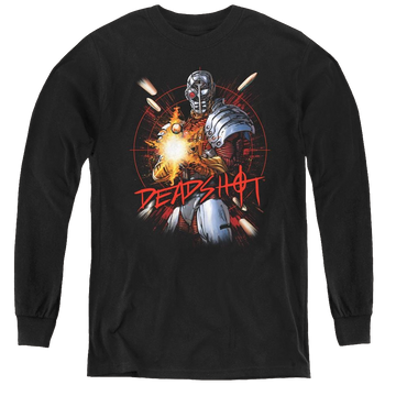 Black youth long sleeve t-shirt with DC Comics More Dc Characters Deadshot graphic