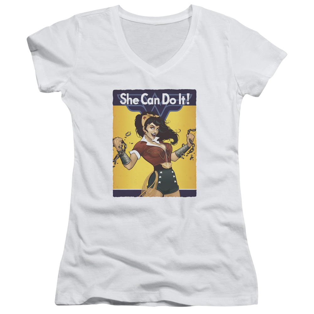Justice League Wonder Bombshell Juniors V-Neck T-Shirt Juniors V-Neck T-Shirt Wonder Woman   