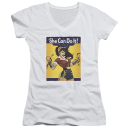 Justice League Wonder Bombshell Juniors V-Neck T-Shirt Juniors V-Neck T-Shirt Wonder Woman   